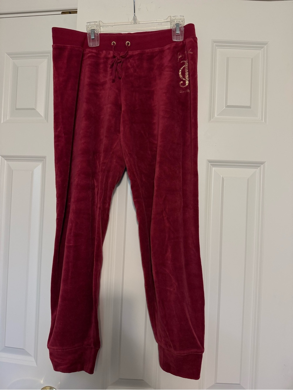 Juicy Couture Velour Jogger Style Pants in Raspberry